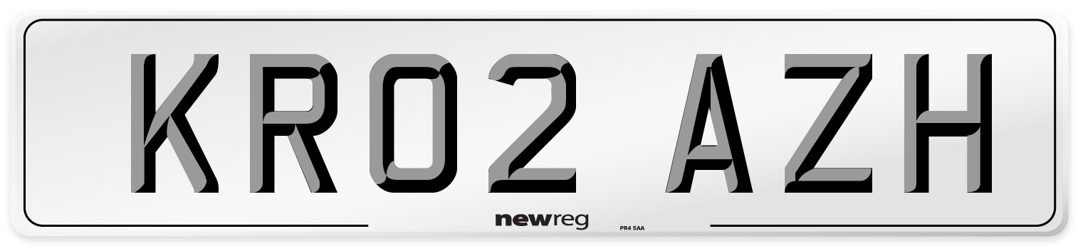 KR02 AZH Number Plate from New Reg